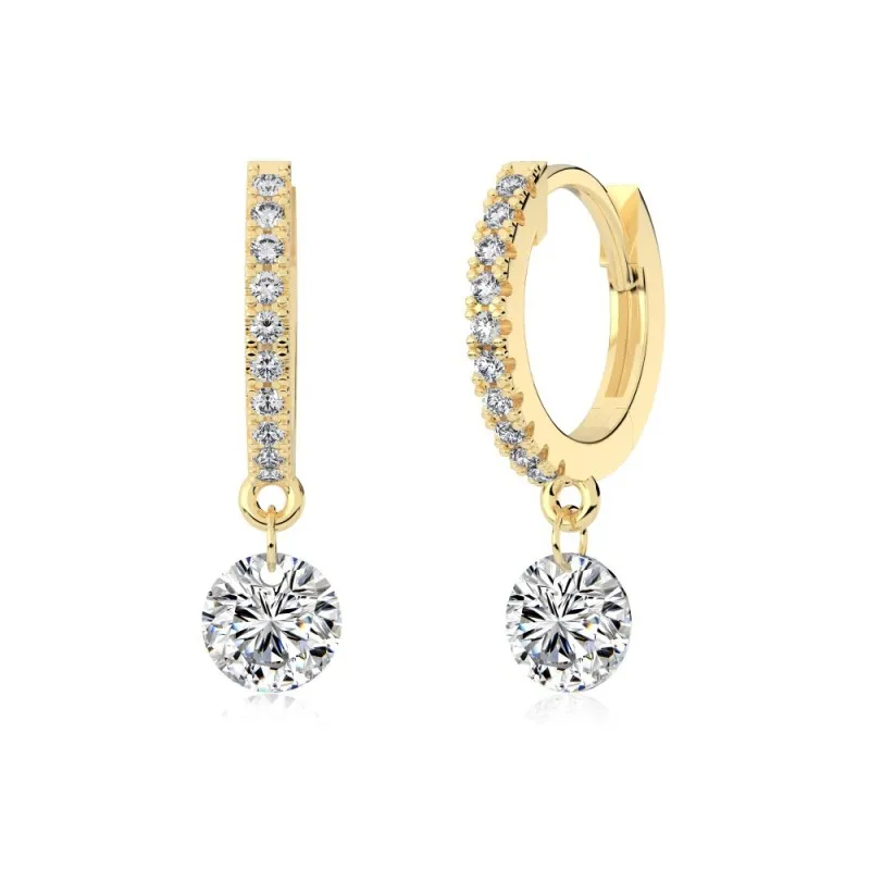 925 Sterling Silver 5mm Zircon Dangle Hoop Earring 60300192