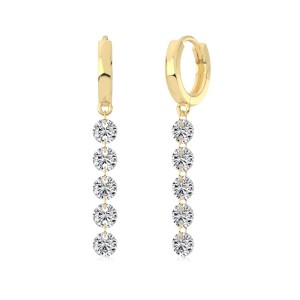 925 Sterling Silver 4mm Long Zircon Hoop Earring 60300196