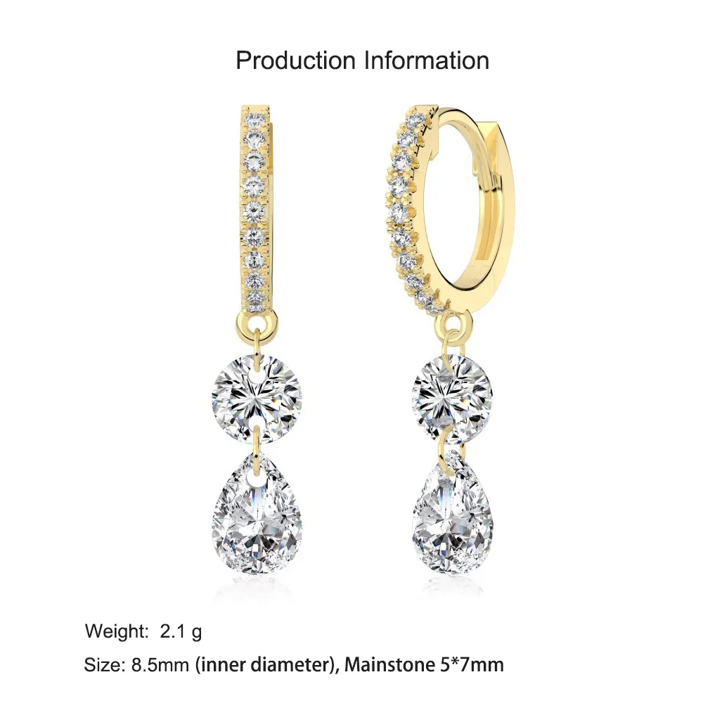925 Sterling Silver Double Zircon Hoop Earring 60300199 - image2