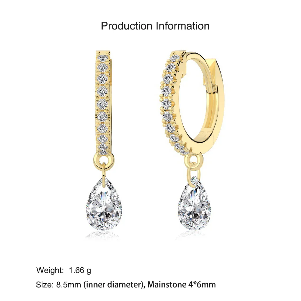 925 Sterling Silver 4*6 Teardrop Hoop Earring 60300200 - image2