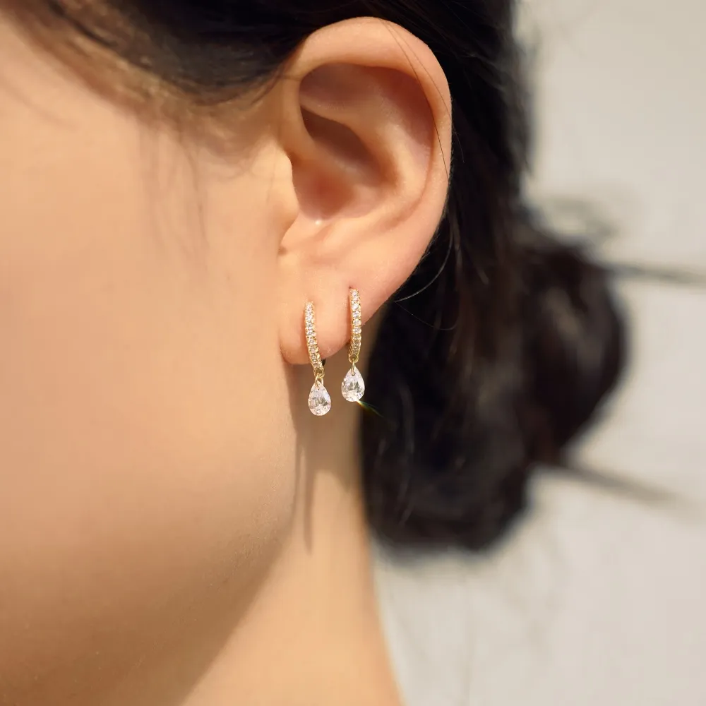 925 Sterling Silver 4*6 Teardrop Hoop Earring 60300200 - image1