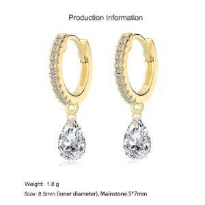925 Sterling Silver 5*7 Teardrop Hoop Earring 60300201