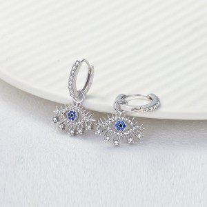 925 Sterling Silver Evil Eye Zircon Hoop Earring 60300202