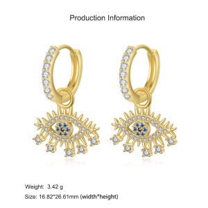 925 Sterling Silver Evil Eye Zircon Hoop Earring 60300202