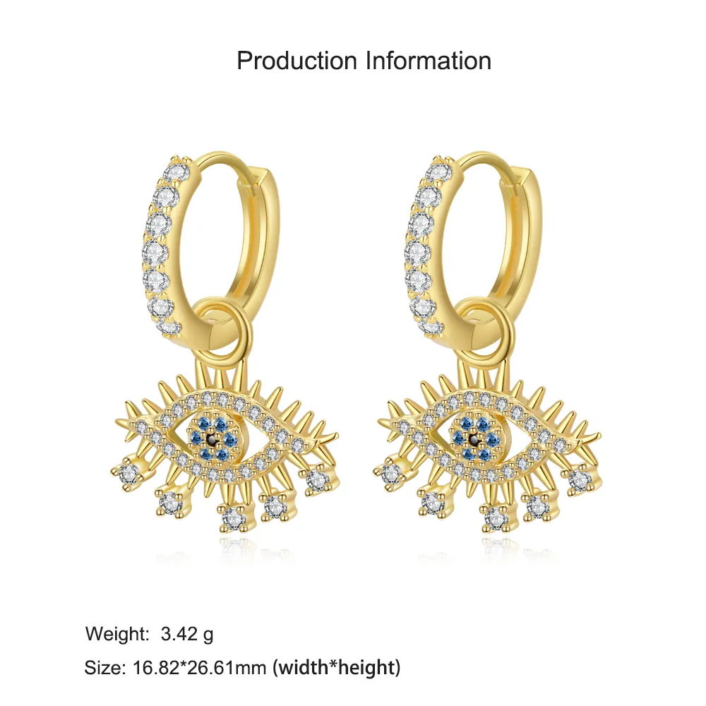 925 Sterling Silver Evil Eye Zircon Hoop Earring 60300202 - image2