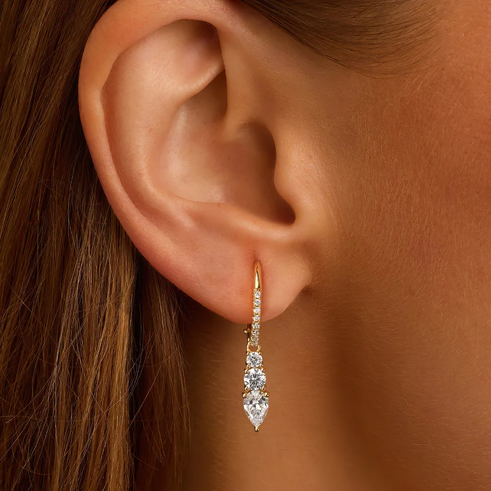 925 Sterling Silver Teardrop CZ Drop Earring 60300203 - image1