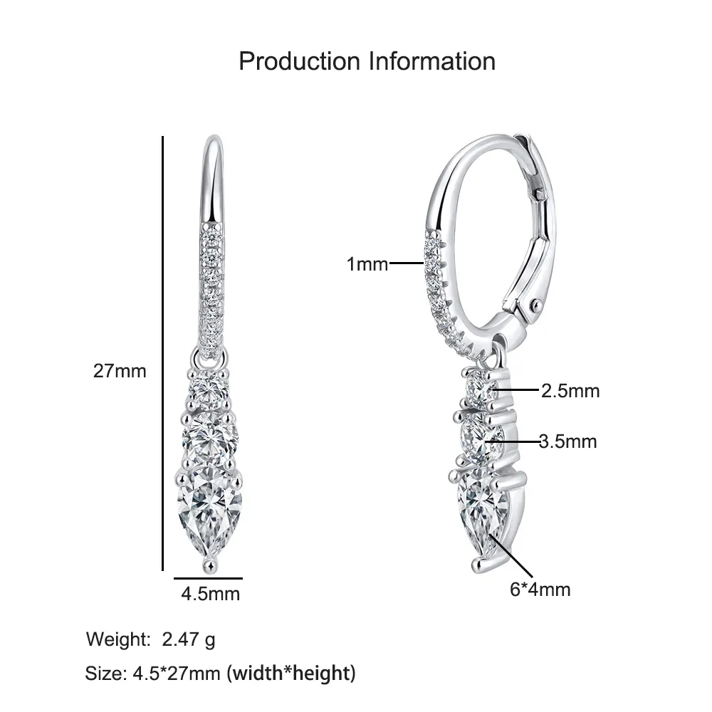 925 Sterling Silver Teardrop CZ Drop Earring 60300203 - image2