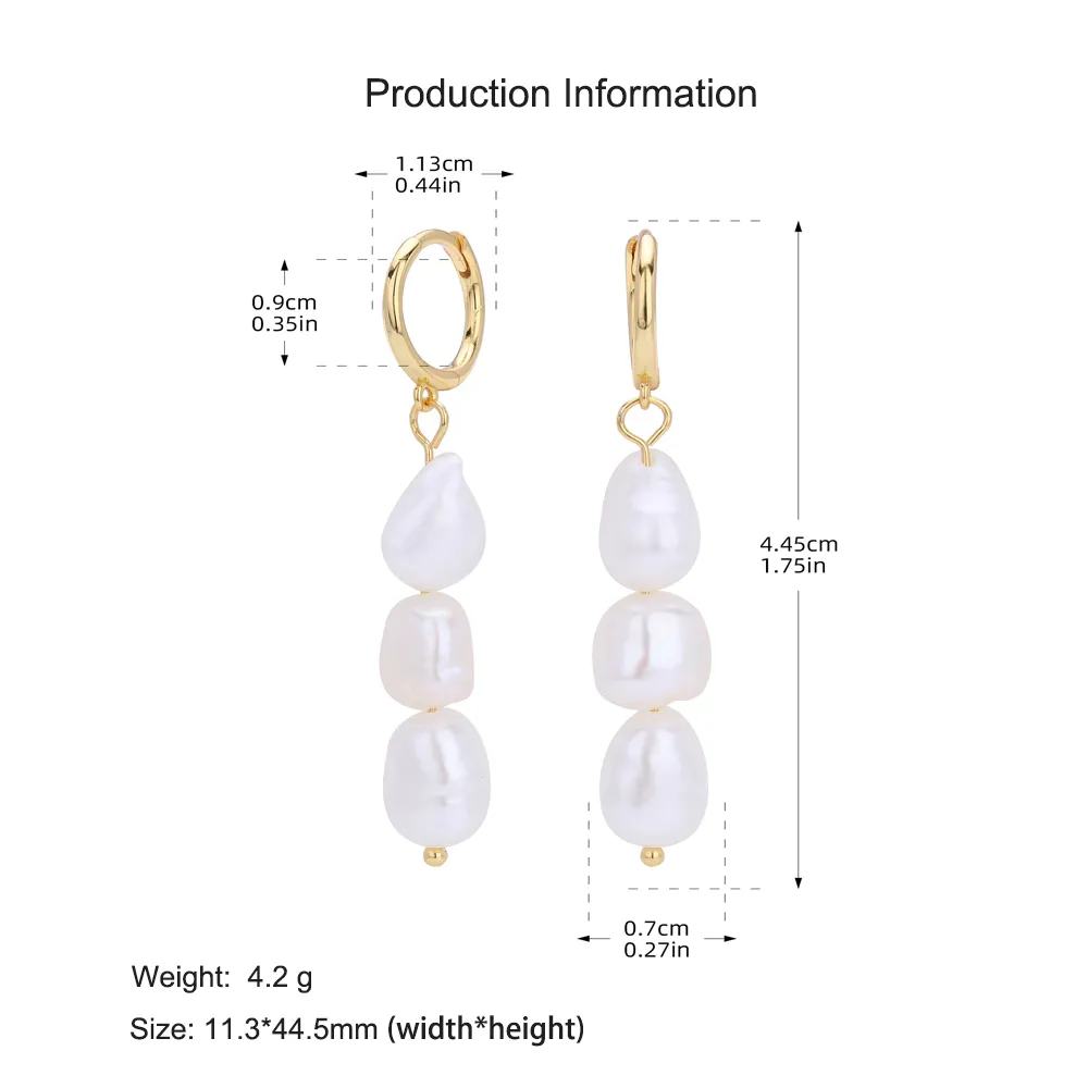 925 Sterling Silver Natural Pearl Drop Hoop Earring 60300205 - image2