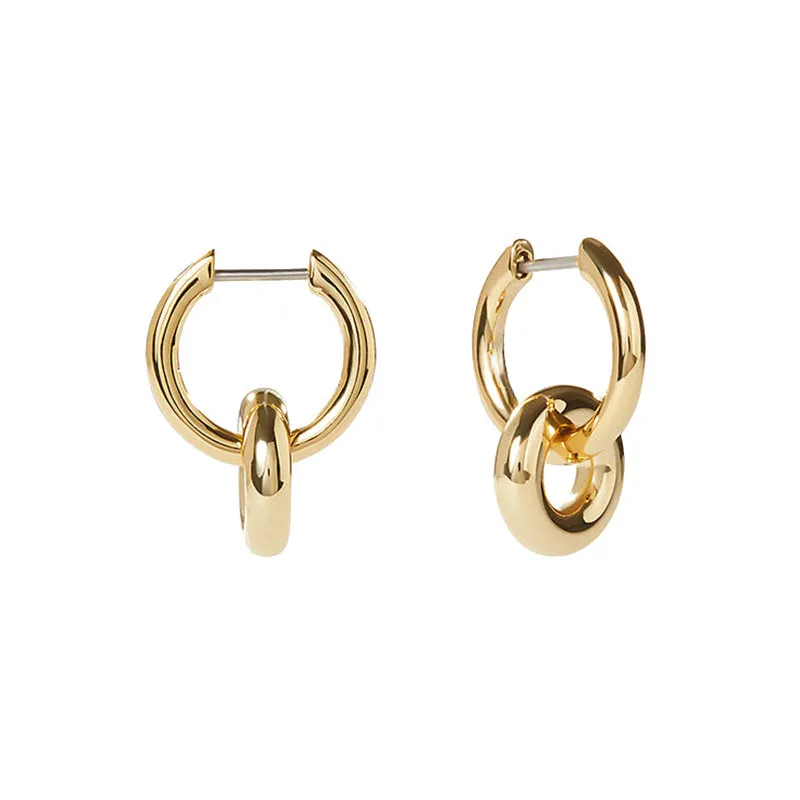 925 Sterling Silver Double Circle InterlockingHoop Earring 60300206