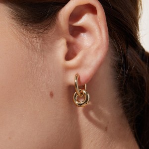 925 Sterling Silver Double Circle InterlockingHoop Earring 60300206