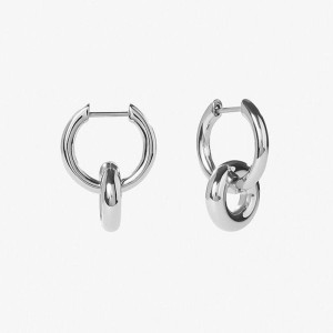 925 Sterling Silver Double Circle InterlockingHoop Earring 60300206