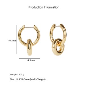925 Sterling Silver Double Circle InterlockingHoop Earring 60300206