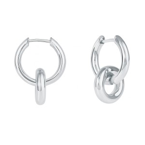 925 Sterling Silver Double Circle InterlockingHoop Earring 60300206