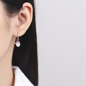 925 Sterling Silver Christmas Bell Snowflake Drop Hoop Earring 60300207