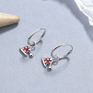 925 Sterling Silver Christmas Bell Snowflake Drop Hoop Earring 60300207