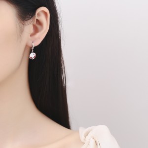 925 Sterling Silver Asymmetrical Bells Bows Hoop Earring 60300208