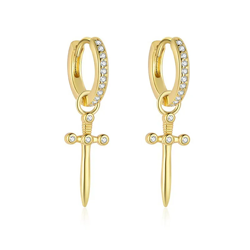 925 Sterling Silver Pave Zircon Dagger Drop Earrings 60300212 925 Sterling Silver Pave Zircon Dagger Drop Earrings 60300212