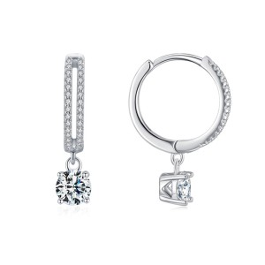 925 Sterling Silver Classic CZ Drop Hoop Earring 60300213 925 Sterling Silver Classic CZ Drop Hoop Earring 60300213