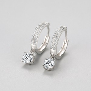 925 Sterling Silver Classic CZ Drop Hoop Earring 60300213 925 Sterling Silver Classic CZ Drop Hoop Earring 60300213