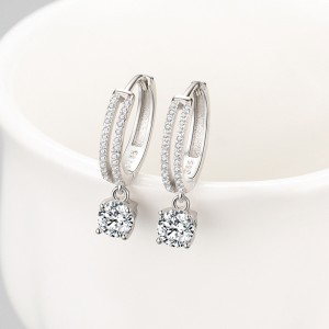 925 Sterling Silver Classic CZ Drop Hoop Earring 60300213 925 Sterling Silver Classic CZ Drop Hoop Earring 60300213