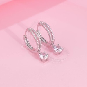 925 Sterling Silver Classic CZ Drop Hoop Earring 60300213 925 Sterling Silver Classic CZ Drop Hoop Earring 60300213