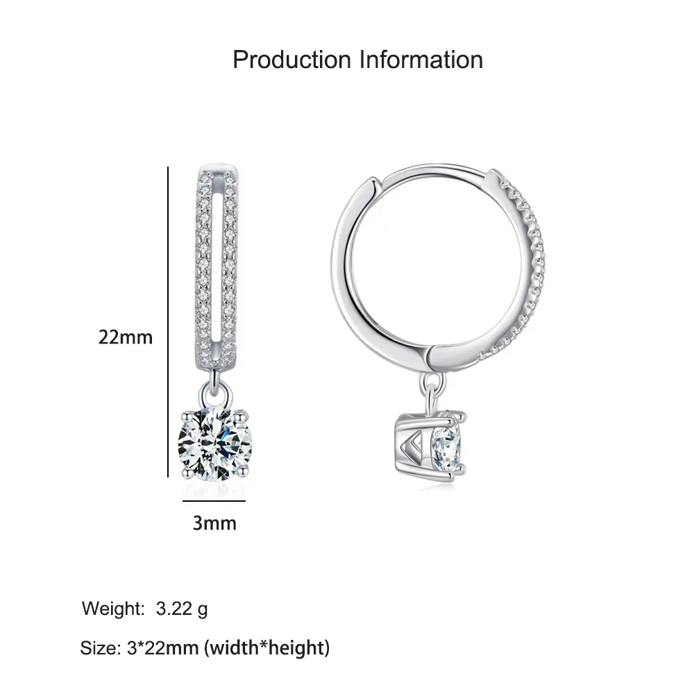 925 Sterling Silver Classic CZ Drop Hoop Earring 60300213 - image2