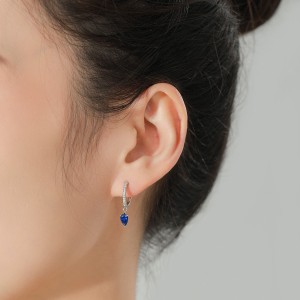 925 Sterling Silver Royal Blue Teardrop Zircon Hoop Earring 60300214 925 Sterling Silver Royal Blue Teardrop Zircon Hoop Earring 60300214