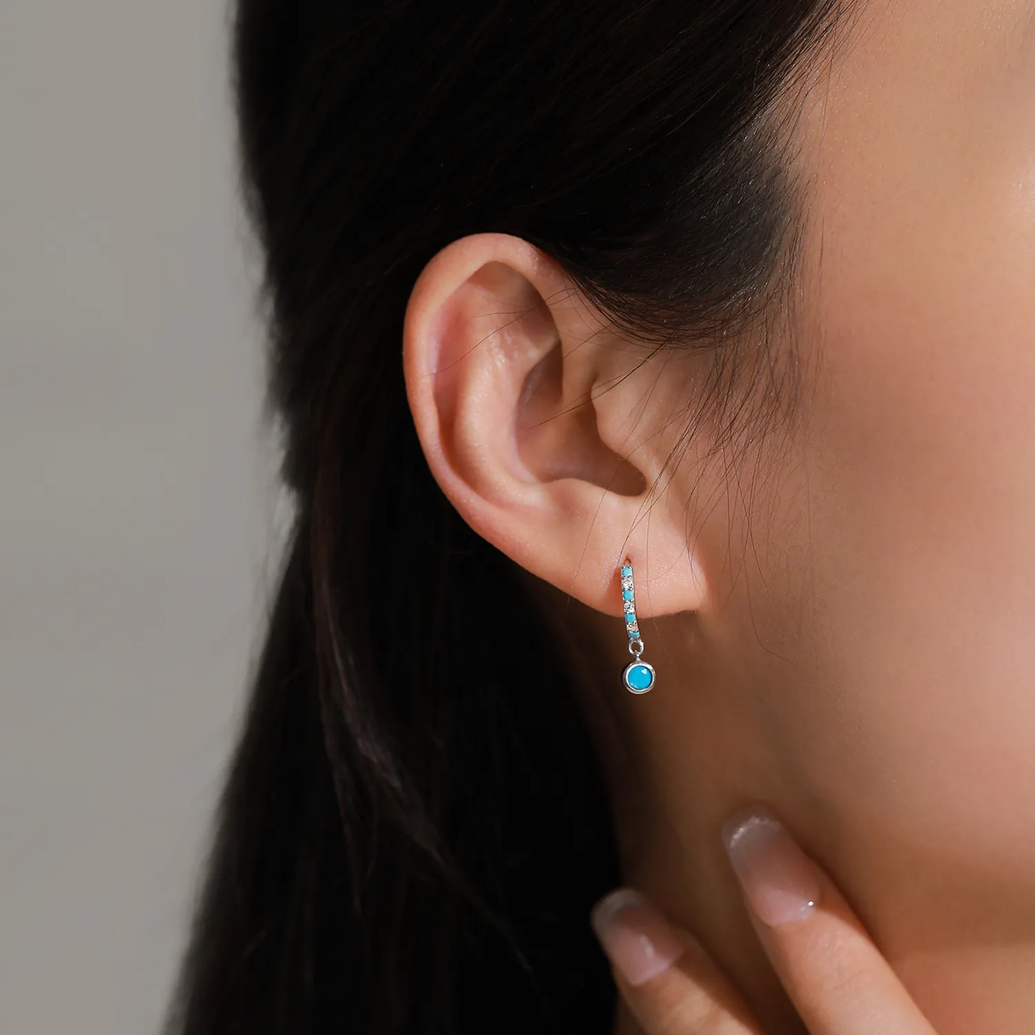 925 Sterling Silver French-Style Colorful Zircon Hoop Earring 60300215 - image1