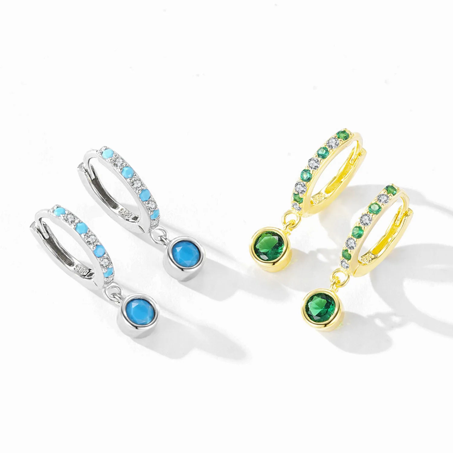 925 Sterling Silver French-Style Colorful Zircon Hoop Earring 60300215 - image4