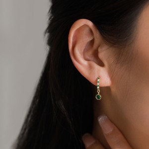 925 Sterling Silver French-Style Colorful Zircon Hoop Earring 60300215