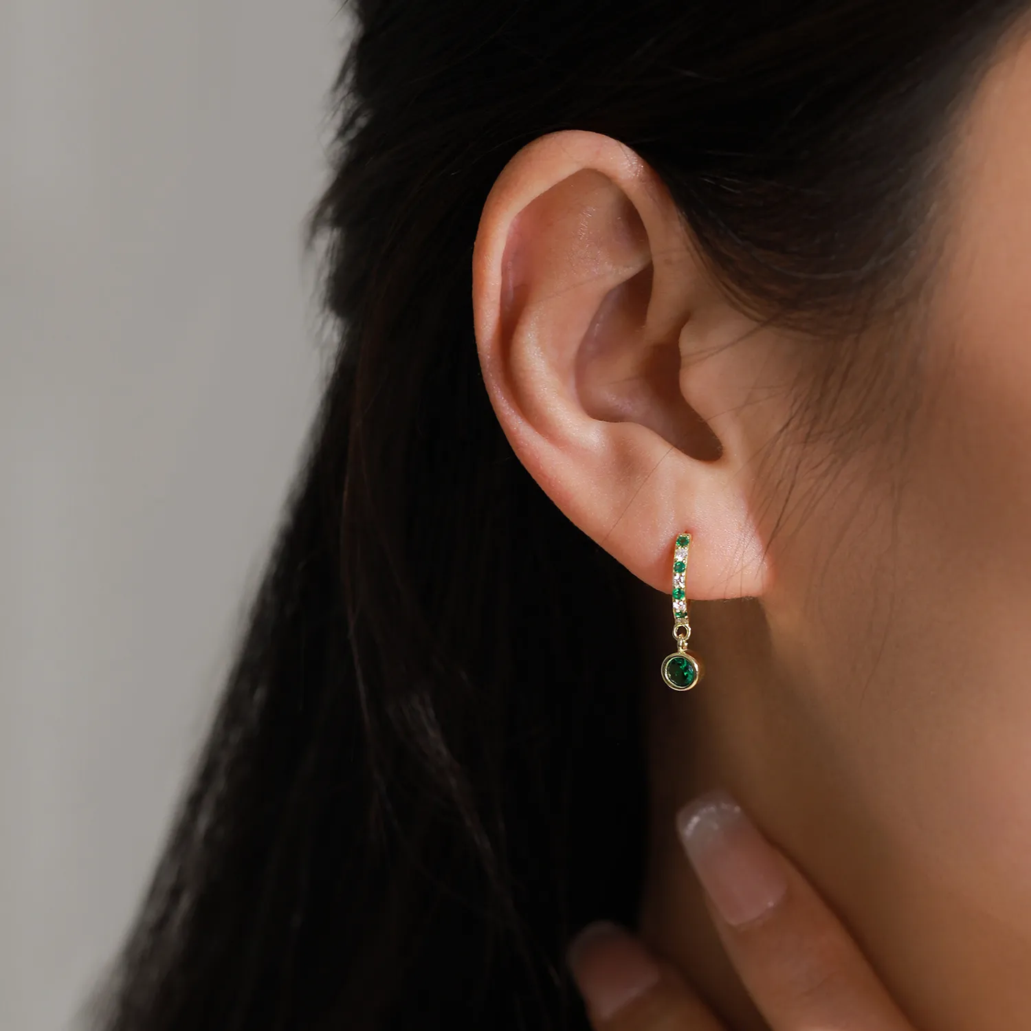 925 Sterling Silver French-Style Colorful Zircon Hoop Earring 60300215 - image3