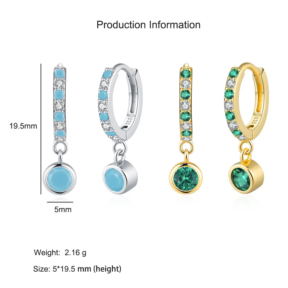 925 Sterling Silver French-Style Colorful Zircon Hoop Earring 60300215 - image2