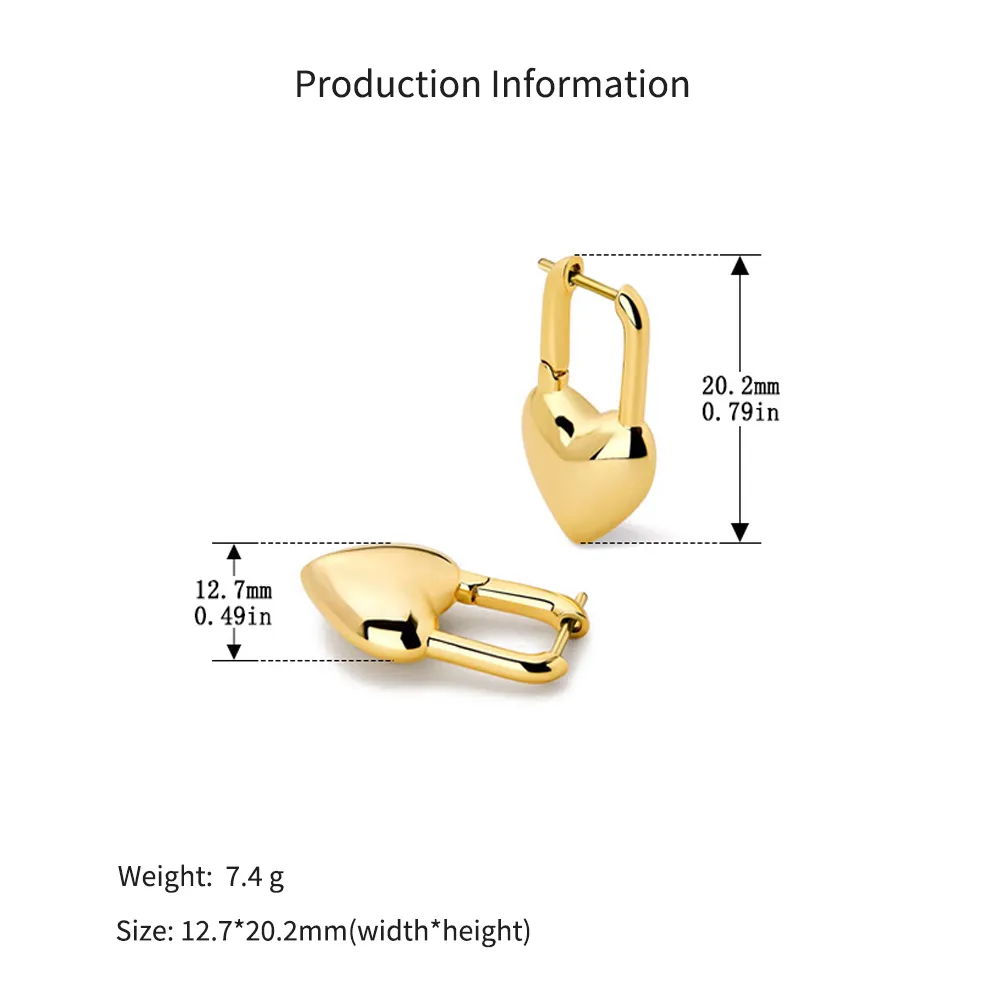 925 Sterling Silver High-Polish Heart Padlock Huggie Hoop Earring 60300218 - image2