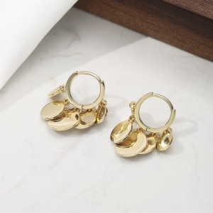 925 Sterling Silver Mirror Disc Drop Hoop Earrings 60300220 925 Sterling Silver Mirror Disc Drop Hoop Earrings 60300220