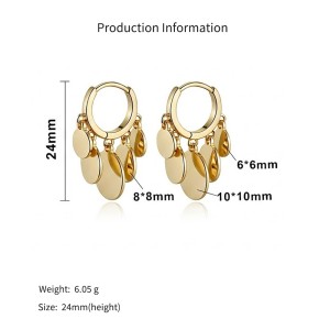 925 Sterling Silver Mirror Disc Drop Hoop Earrings 60300220 925 Sterling Silver Mirror Disc Drop Hoop Earrings 60300220