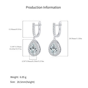 925 Sterling Silver Pear Halo Drop Earrings 60300221