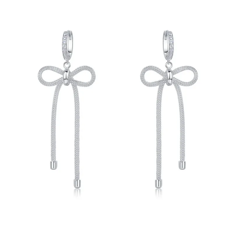 925 Sterling Silver Statement Bow Tassel Earrings 60300223 925 Sterling Silver Statement Bow Tassel Earrings 60300223