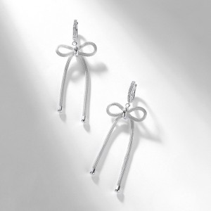 925 Sterling Silver Statement Bow Tassel Earrings 60300223 925 Sterling Silver Statement Bow Tassel Earrings 60300223