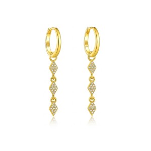 925 Sterling Silver Zircon Triple Rhombus Drop Earrings 60300224 925 Sterling Silver Zircon Triple Rhombus Drop Earrings 60300224