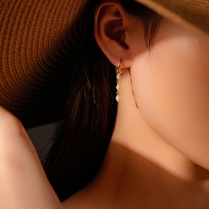 925 Sterling Silver Zircon Triple Rhombus Drop Earrings 60300224 925 Sterling Silver Zircon Triple Rhombus Drop Earrings 60300224