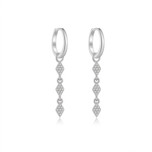 925 Sterling Silver Zircon Triple Rhombus Drop Earrings 60300224 925 Sterling Silver Zircon Triple Rhombus Drop Earrings 60300224