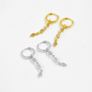 925 Sterling Silver Zircon Triple Rhombus Drop Earrings 60300224 925 Sterling Silver Zircon Triple Rhombus Drop Earrings 60300224