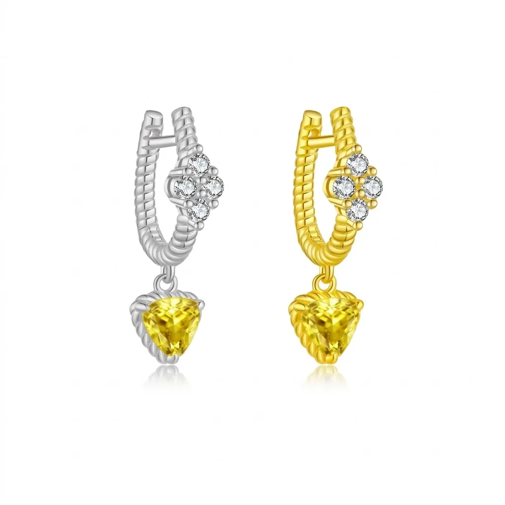 925 Sterling Silver Vintage Heart Drop Huggies 60300225