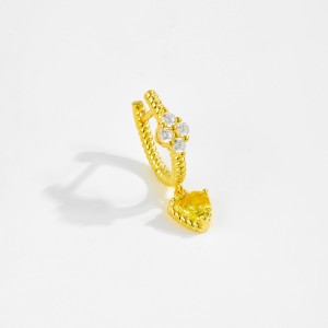 925 Sterling Silver Vintage Heart Drop Huggies 60300225