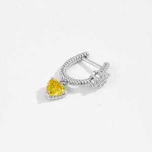 925 Sterling Silver Vintage Heart Drop Huggies 60300225