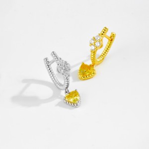 925 Sterling Silver Vintage Heart Drop Huggies 60300225