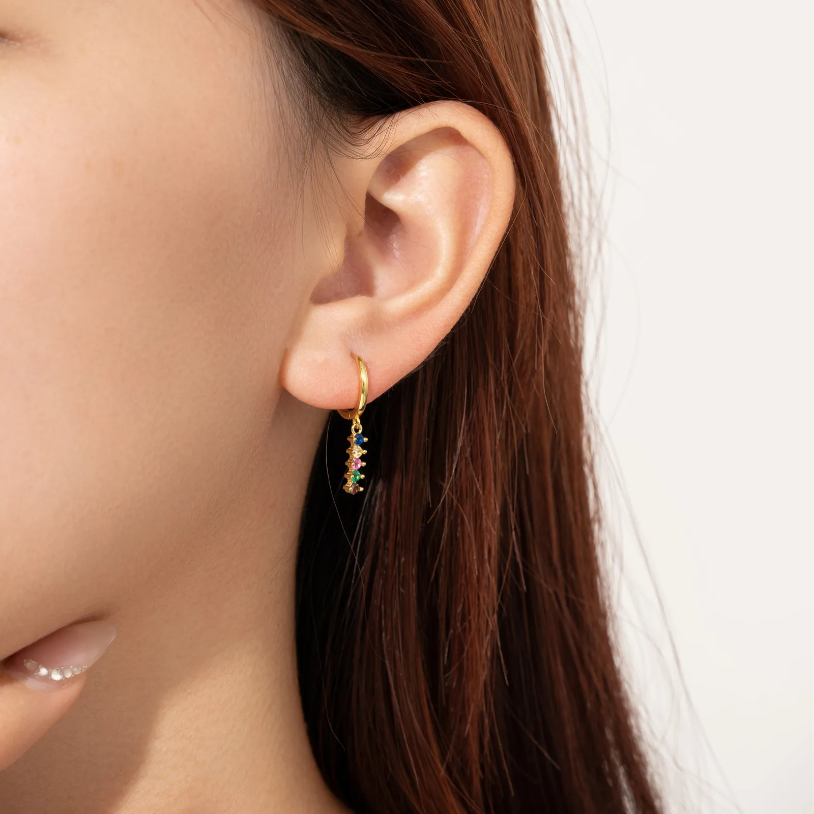 925 Sterling Silver Mixed Zircon Chain Tassel Earrings 60300226 - image2