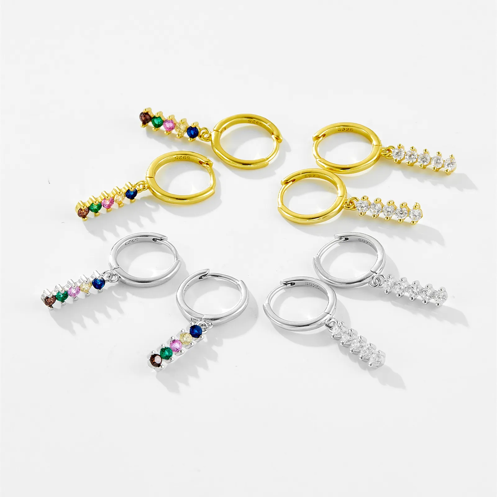 925 Sterling Silver Mixed Zircon Chain Tassel Earrings 60300226 - image3