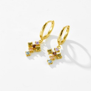 925 Sterling Silver Zircon Cross Huggies Earrings 60300227