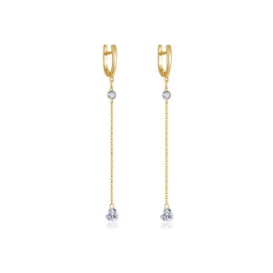 925 Sterling Silver Heart Zircon Tassel Earrings 60300229